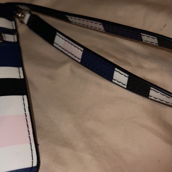 Kate Spade Blue, White, Pink, and Black Striped Wristlet - Picture 4 of 7